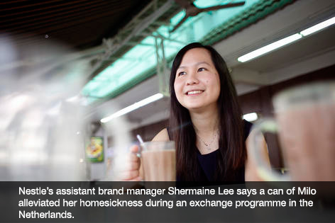 Nestle’s assistant brand manager Shermaine Lee says a can of Milo alleviated her homesickness during an exchange programme in the Netherlands.